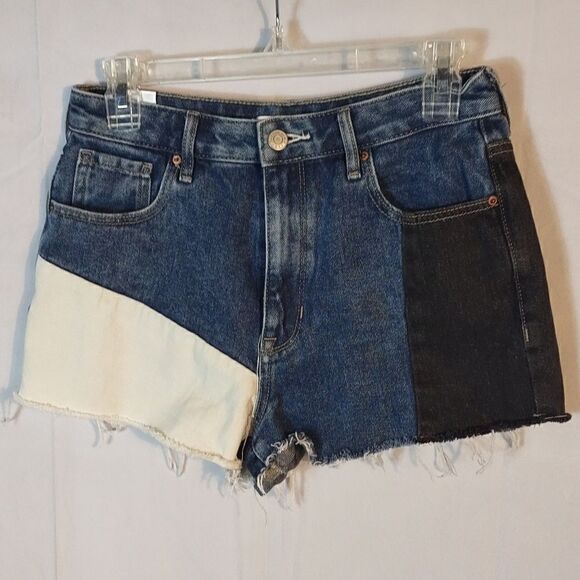 PacSun High Rise Festival Patchwork Denim Shorts - Picture 1 of 6